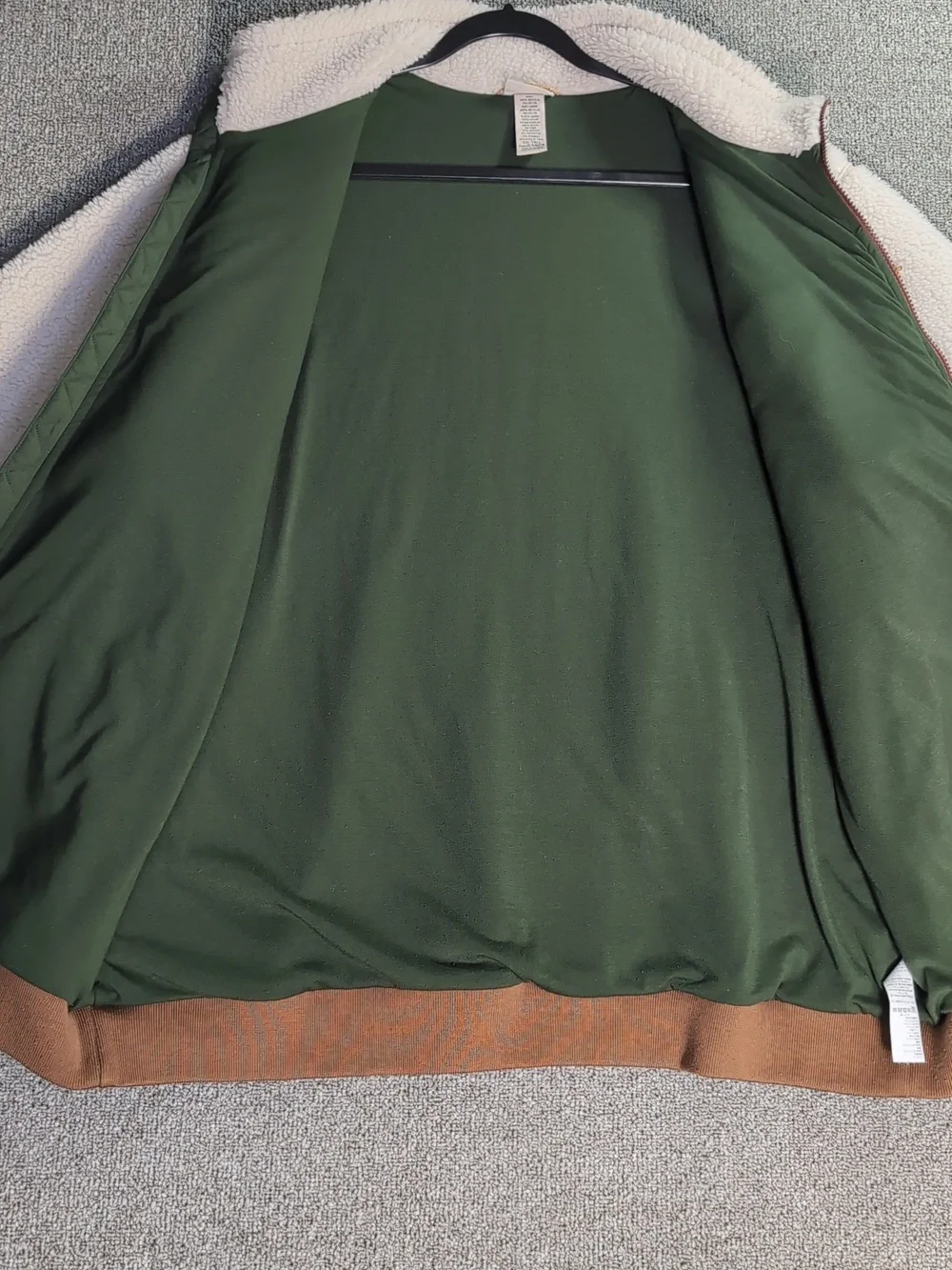L.L.Bean High Pile Sherpa Fleece Jacket Size XXL-Tall in Beige/Green/Brown - Picture 10 of 14